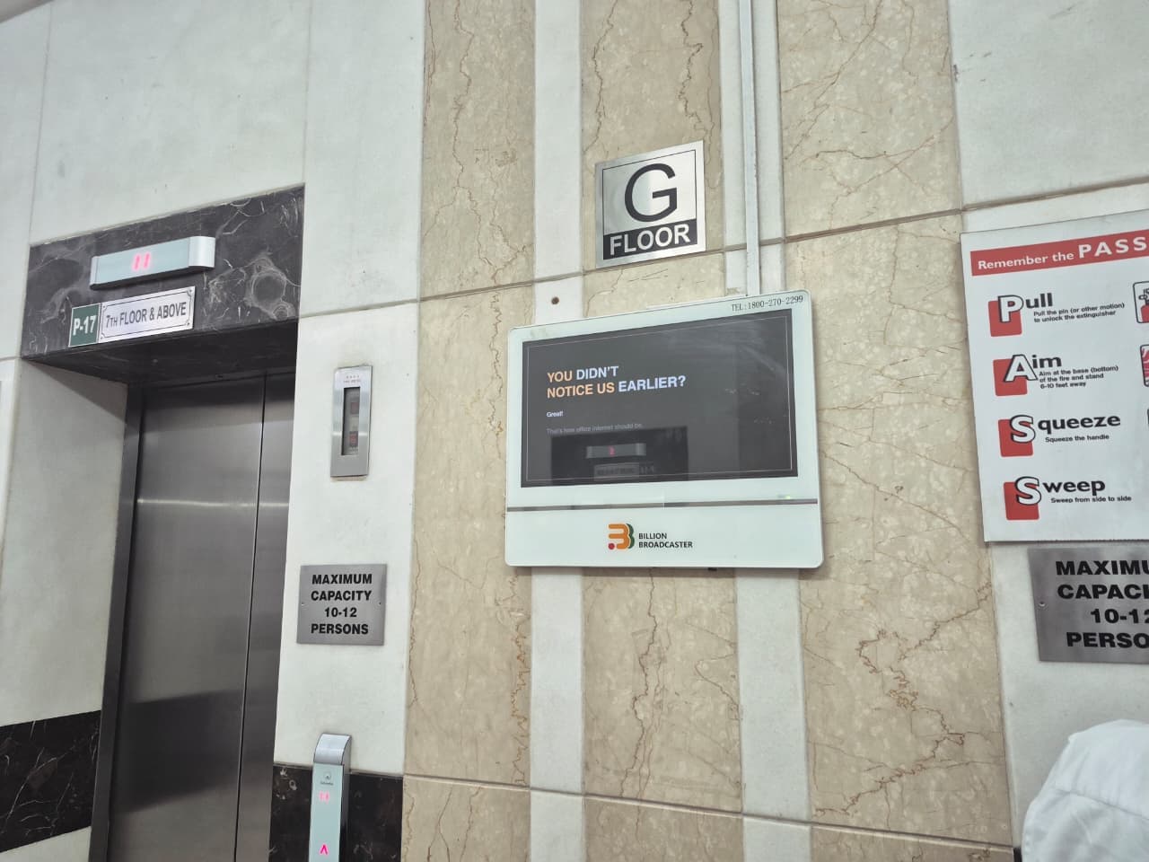 Spectra contextual workplace execution installed near an elevator